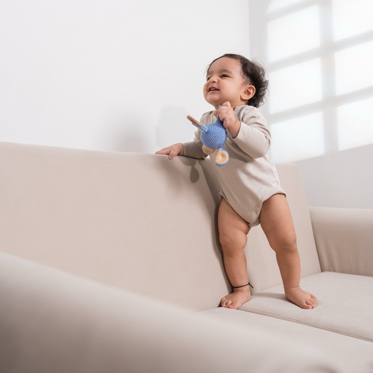 Premium cotton full sleeve Onesie / bodysuit for boys / girls - Grey solids