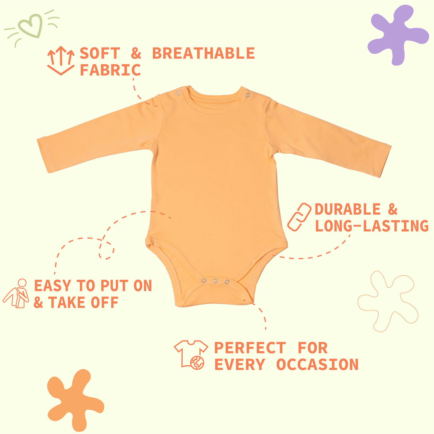 Combination of 3 - Onesies Peach stripes, Peach solids and all over Deer print