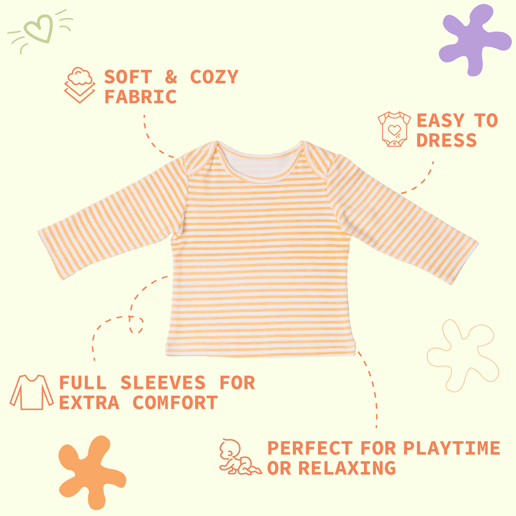Combination of 2 - T-shirts Peach stripes and Peach solids with Panda print