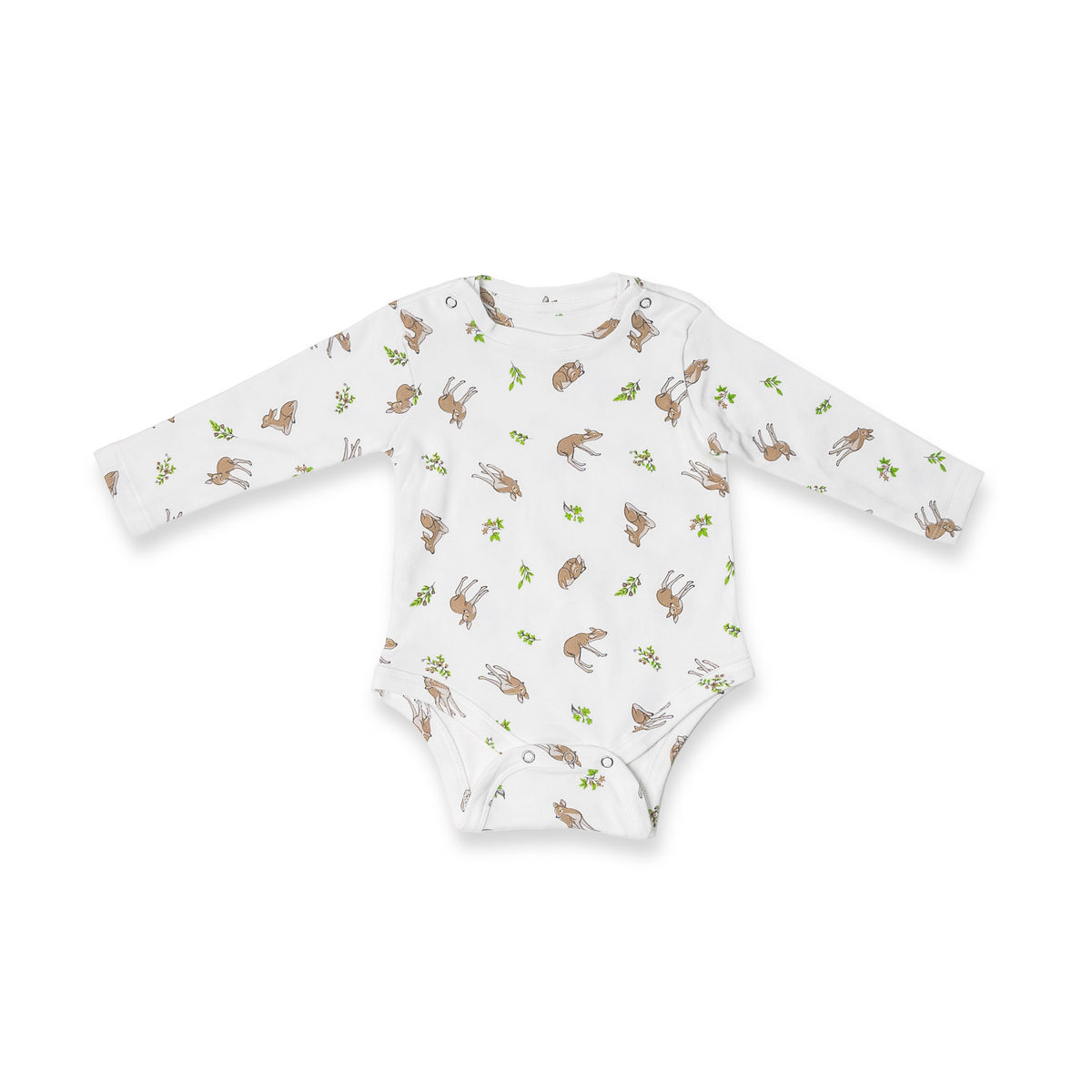 Combination of 3 - Onesies all over Deer print, Peach stripes and Peach solids
