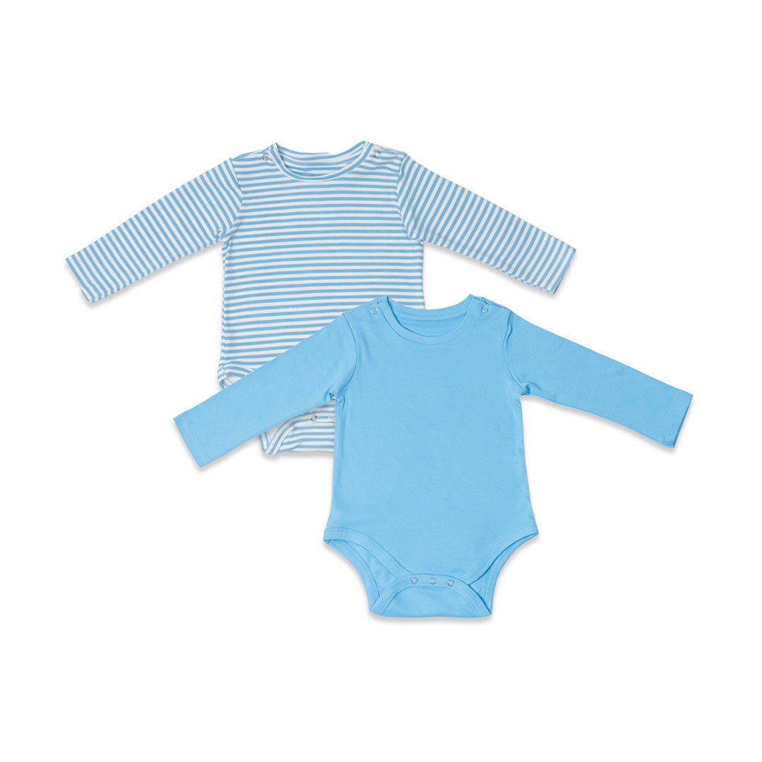 Combination of 2 - Onesies Blue stripes and Blue solids