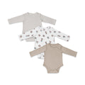Combination of 3 - Onesies all over Elephant print, Grey stripes and Grey solids