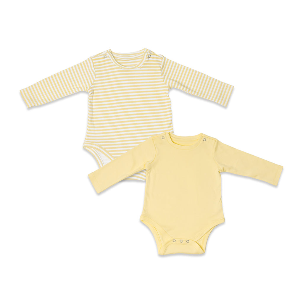 Combination of 2 - Onesies Yellow stripes and Yellow solids