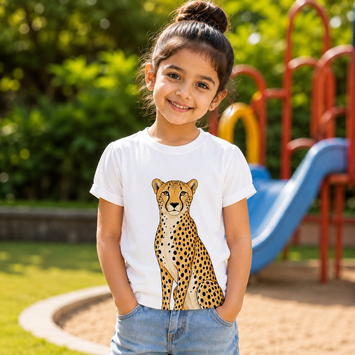 Pretty-Eyed Cheetah Kids T-Shirt