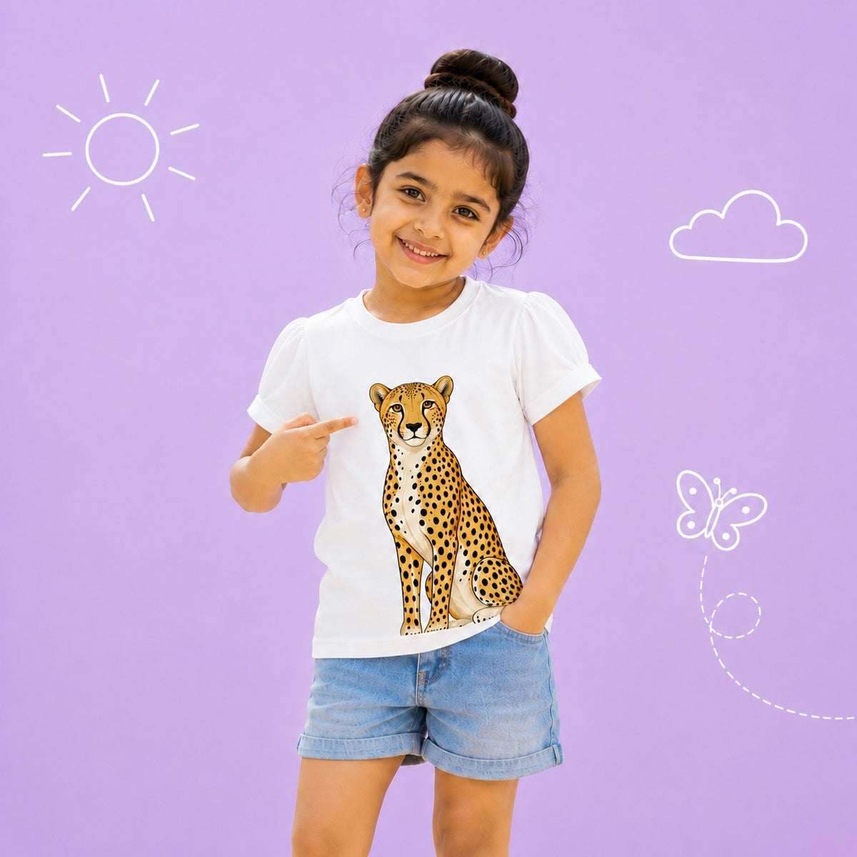 Pretty-Eyed Cheetah Kids T-Shirt