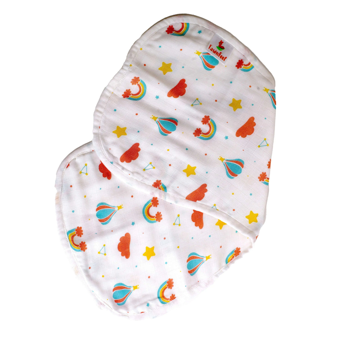 Combination of Rainbow Print Bamboo Swaddle And Curved Burp Cloth