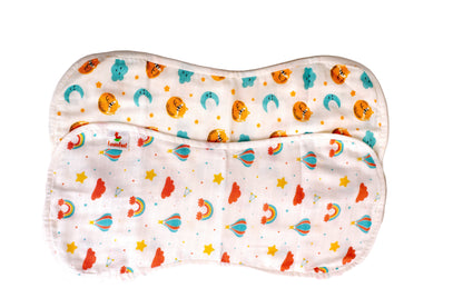 Combination of Cat And Moon Print And Rainbow Print Bamboo Curved Burp Cloth