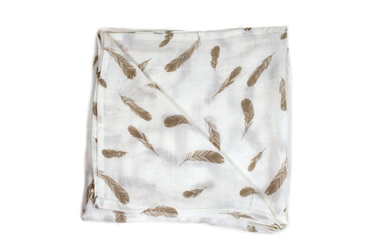 Cuddle up in Feather Print  Bamboo Swaddle