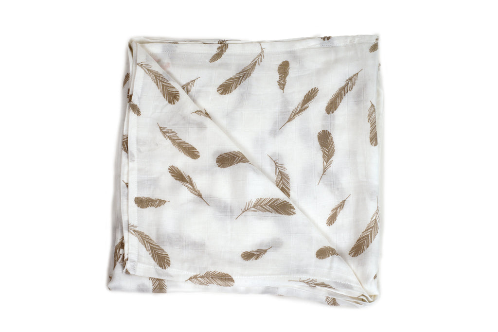 Cuddle up in Chirpy Bird Print And Feather Print Bamboo Swaddle