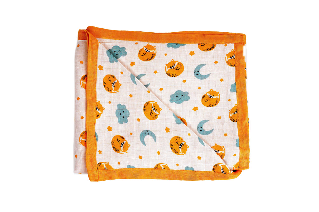 Sweet dreams with Cat And Moon Print Bamboo Blanket
