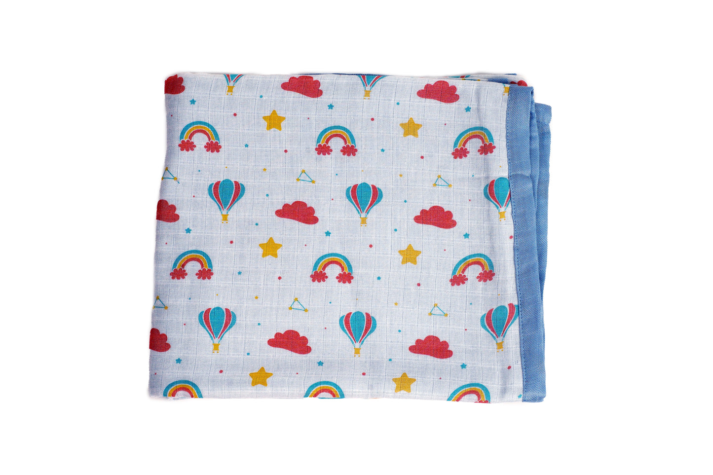 Combination Of Rainbow Print Bamboo Swaddle, Hooded Towel, Blankets, Jhabala, Square Wash Cloth, Curved Burp Cloth (Pack of 6)