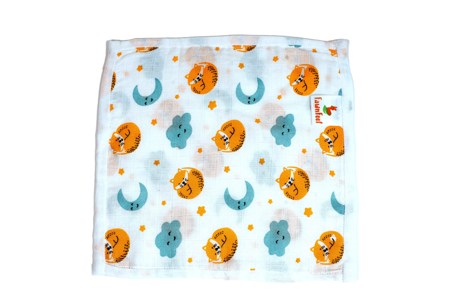 Combination of Cat And Moon Print Bamboo Hooded Towel And Square Wash Cloth