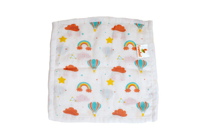 Combination of Rainbow Print Bamboo Hooded Towel and Square wash cloth