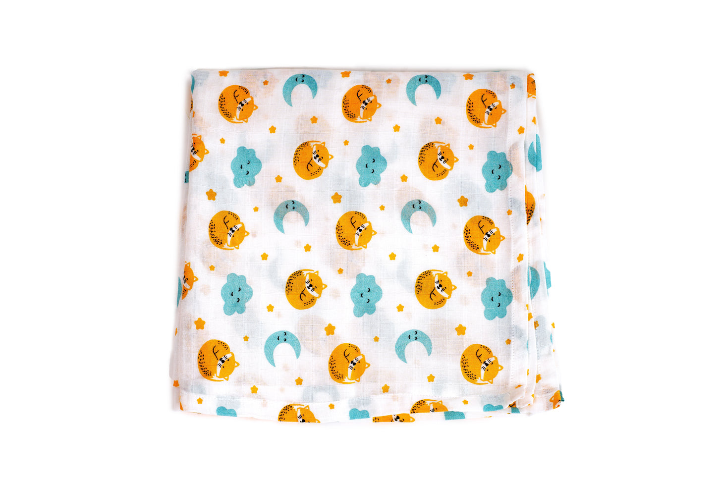 Cuddle up in Cat And Moon Print Bamboo Swaddle