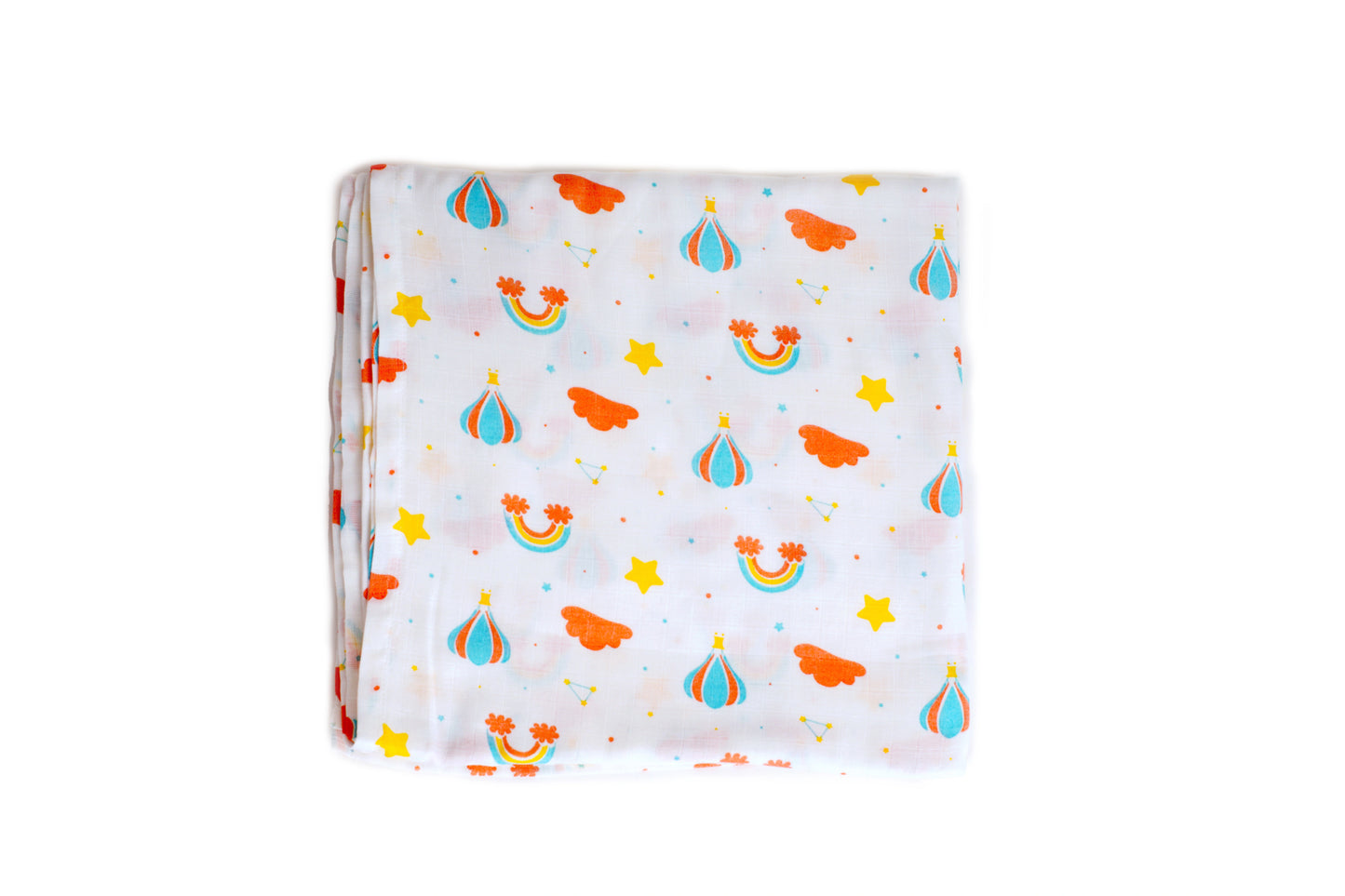 Cuddle up in Rainbow Print Bamboo Swaddle