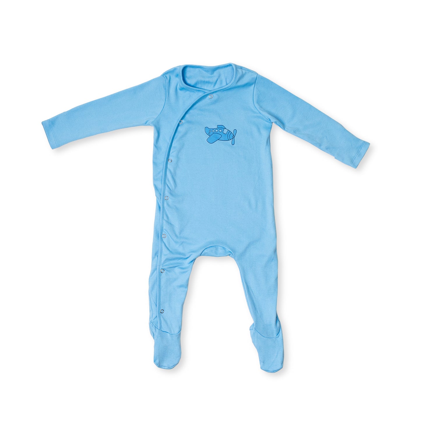 Premium cotton full sleeve Sleepsuit / Romper for boys / girls - Blue - Aeroplane print