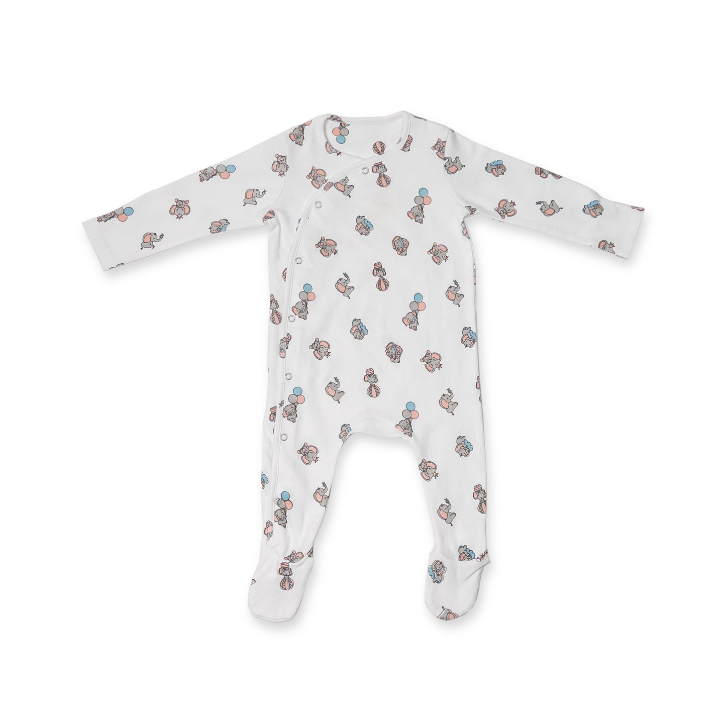 Combination of 2 - Rompers Grey stripes and all over Elephant print