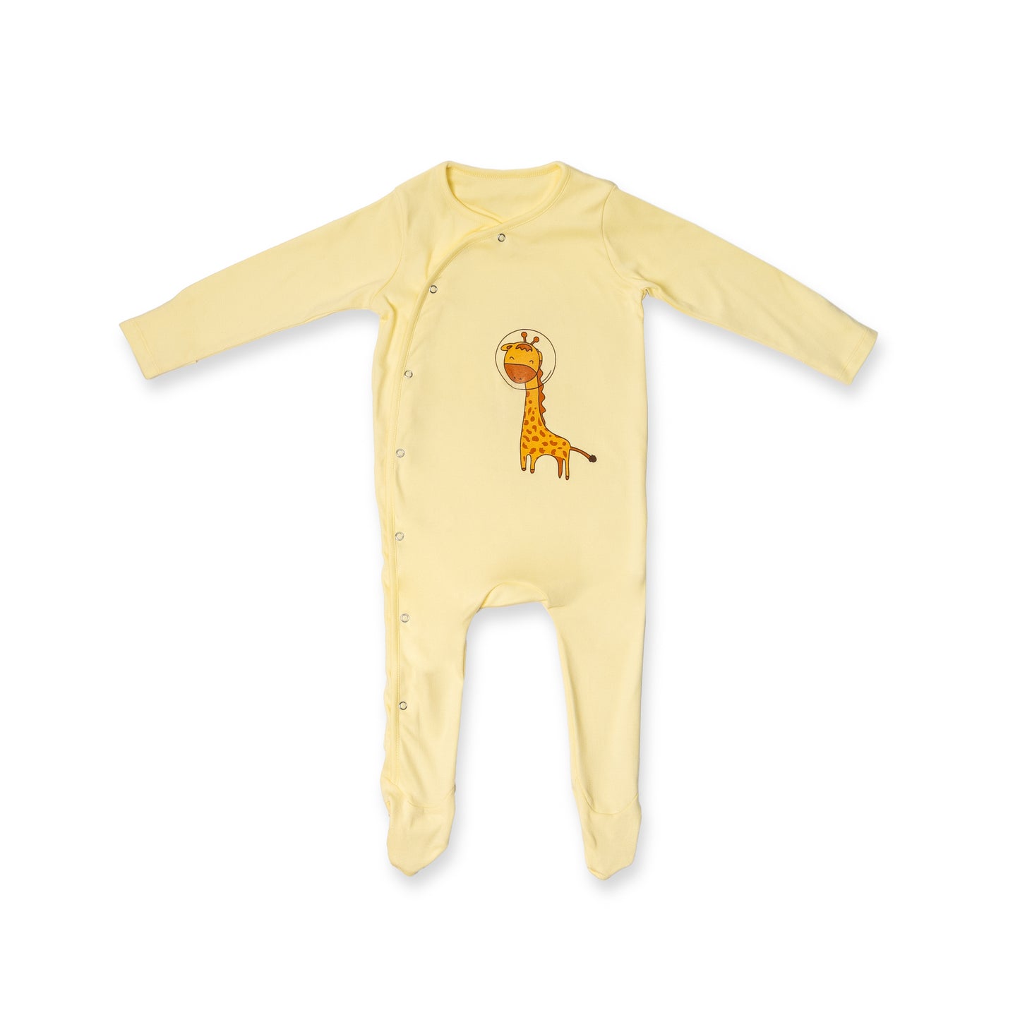 Premium Cotton full sleeve Sleepsuit / Romper for boys / girls  - Yellow - Giraffe print