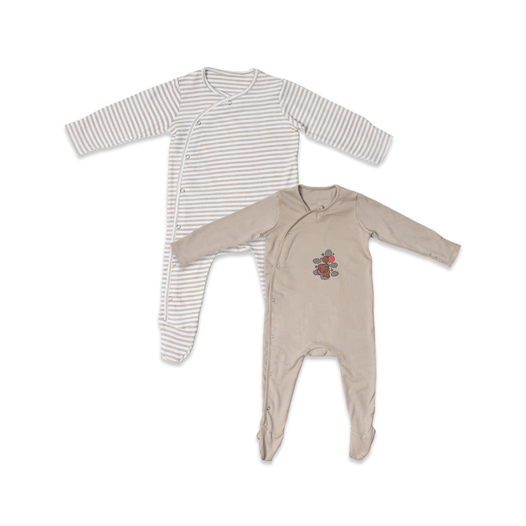 Combination of 2 - Rompers Grey stripes and Grey Solids