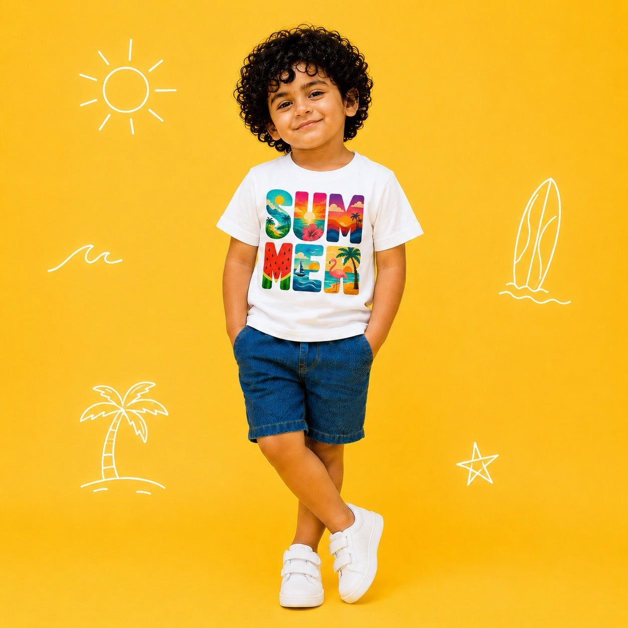 SUMMER Print T-Shirt Kids - 100% Cotton Tshirt