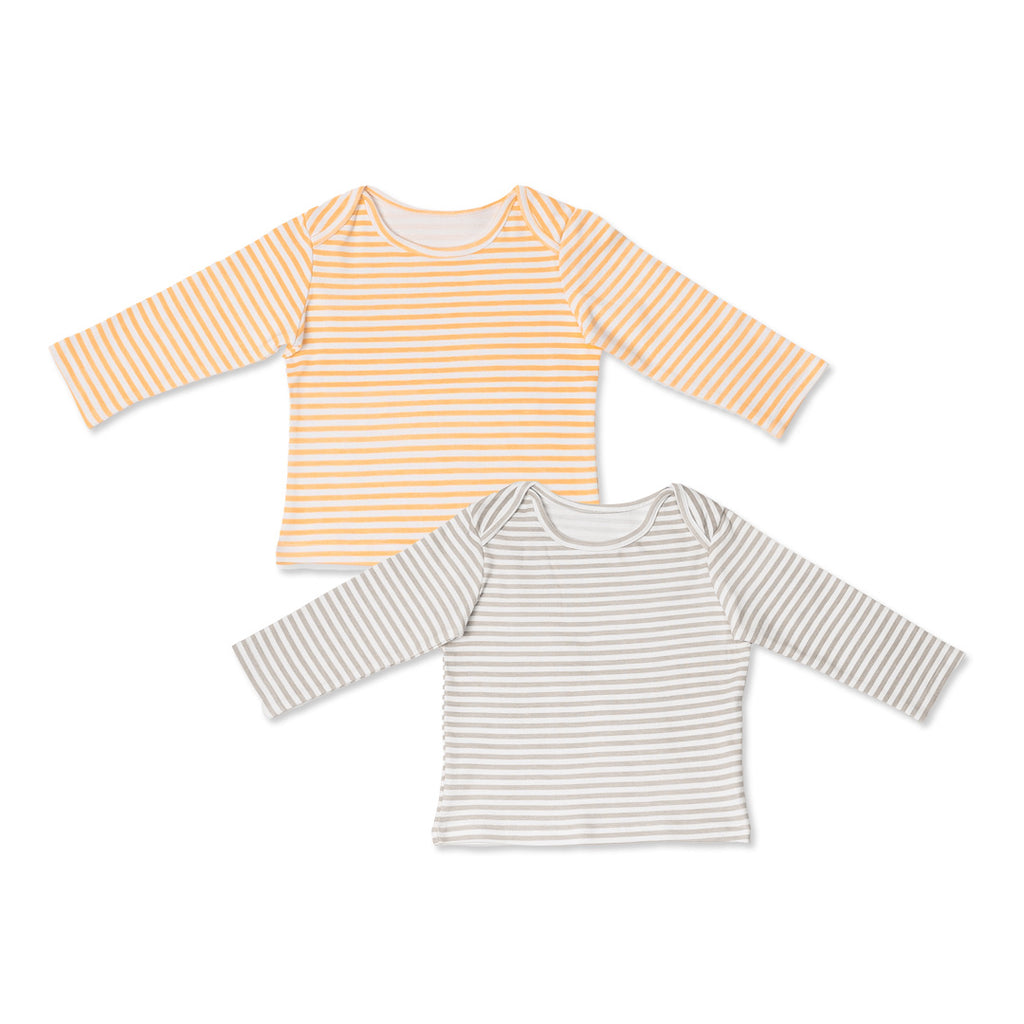 Combination of 2 - T-shirts Peach stripes and Grey stripes