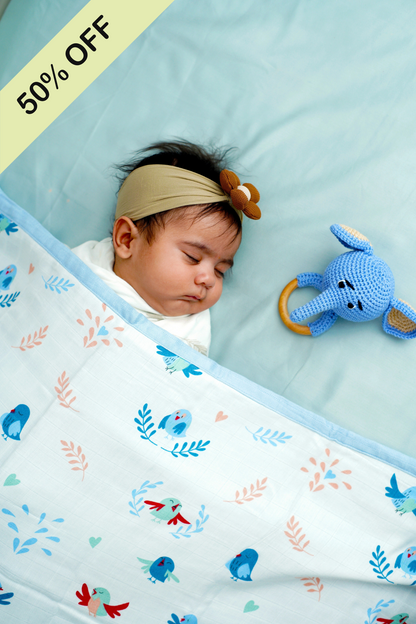 Sweet dreams with Bamboo Chirpy Bird Print Blanket