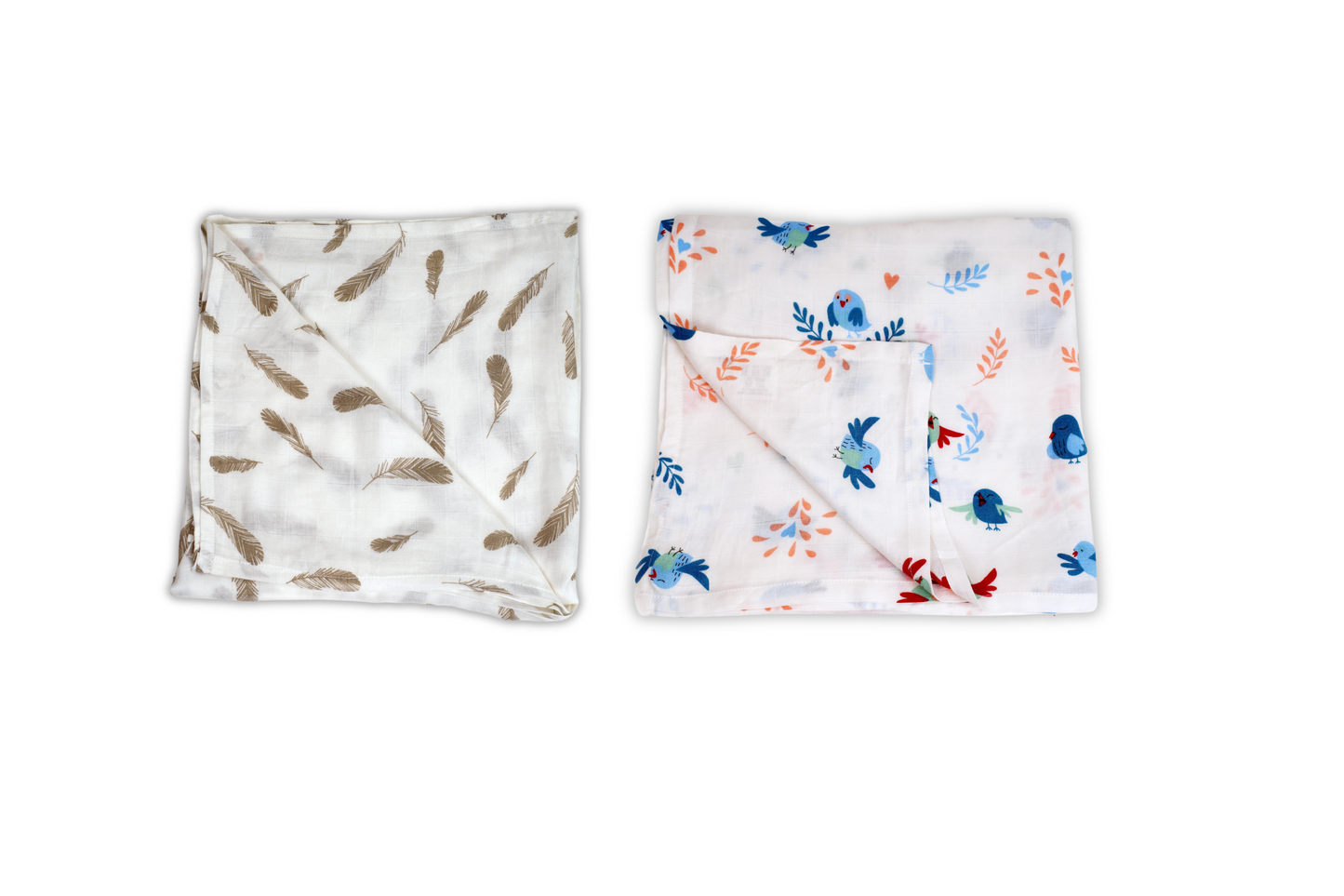 Cuddle up in Bamboo Chirpy Bird Print And Feather Print Bamboo Swaddle