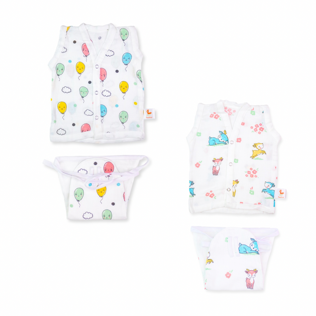 Set of Balloon Print & Fawn Print Jhabla & Nappy (Set of 2)