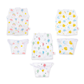 Set of Cat & Moon Print, Rainbow Print & Balloon Print Jhabla & Nappy (Set of 3)