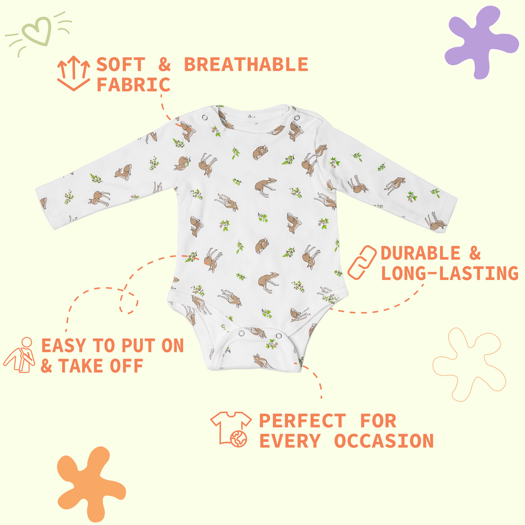 Premium cotton full sleeve Onesie / Bodysuit for boys / girls - Deer print