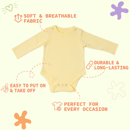 Premium cotton full sleeve Onesie / Bodysuit for boys / girls - Yellow