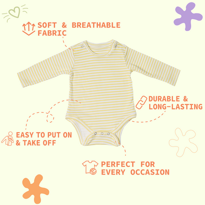 Combination of 2 - Onesies Yellow stripes and Yellow solids