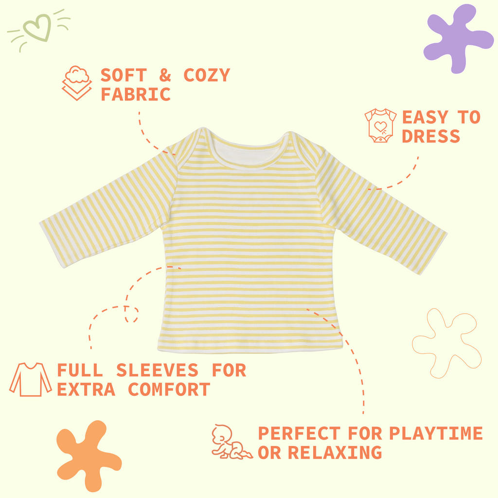 Combination of 2 - T-shirts Yellow stripes and Yellow solids with Heart print