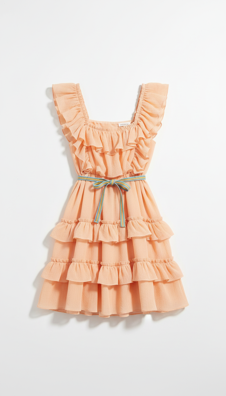 Peach Puff ruffle dress
