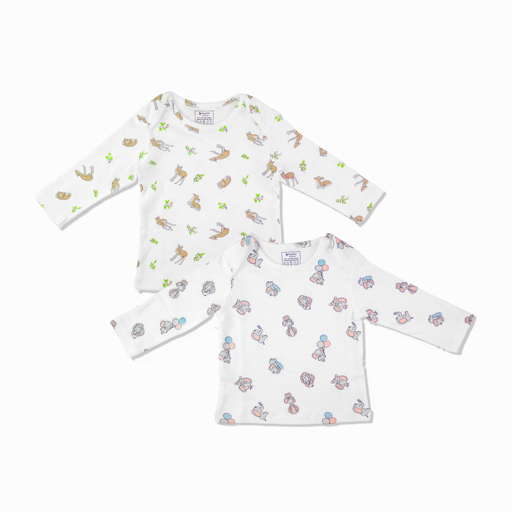 Combination of 2 - T-shirts all over Deer print and all over Elephant print