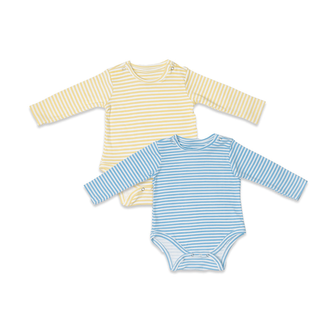 Combination of 2 - Onesies Blue stripes and Yellow stripes