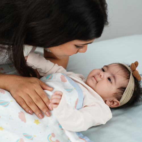 Sweet dreams with Rainbow Print Bamboo Blanket