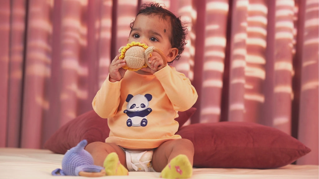Combination of 2 - T-shirts Yellow solids with Heart print and Blue solids with Tiger print