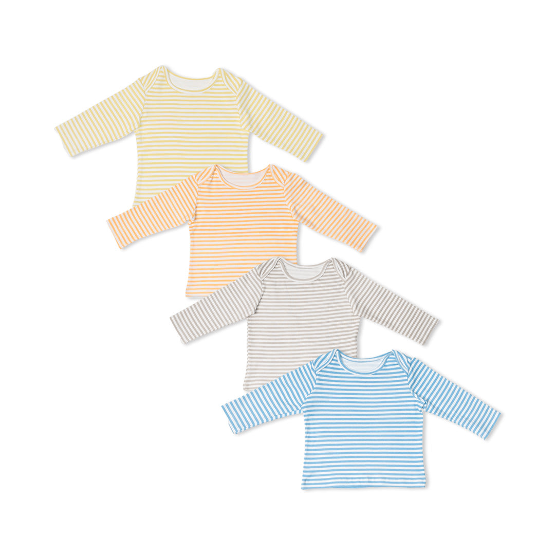 Combination of 4 - T-shirts Yellow stripes, Peach stripes, Grey stripes and Blue stripes