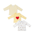 Combination of 3 - T-shirts Yellow stripes, Yellow solids with Heart print and all over Giraffe print